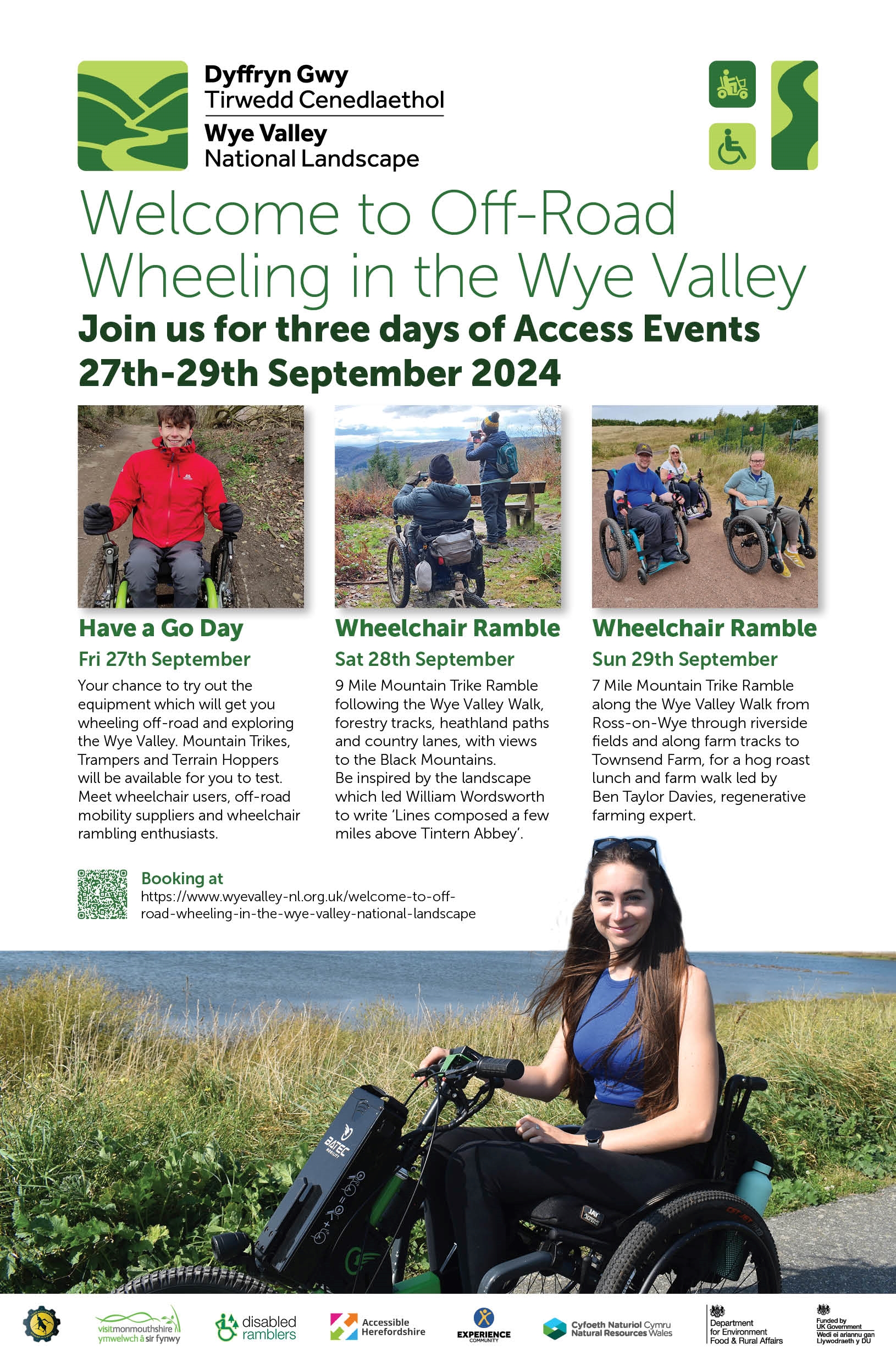 Off-Road Wheelchair Rambling events. 27th to 29th September. Visit www.wyevalley-nl.org.uk for more info